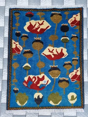    Vintage Afghan Rug Hand Woven Opium Rug Tribal Knotted  Rug   - Image 1 of 4