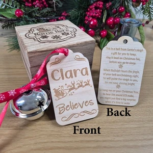Santa's Magic Sleigh Bell with Personalised I Believe Tag, Father Christmas Bell - Picture 1 of 21