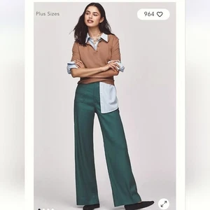The Colette Linen Full-Length Wide-Leg Pants by Maeve Sz 27 Nwts - Picture 1 of 5
