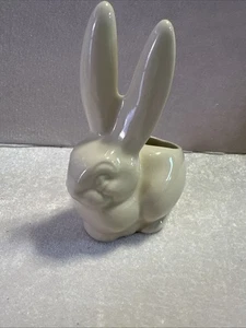 "Plantador vintage pequeño de cerámica blanco conejito 5x4""" - Imagen 1 de 9