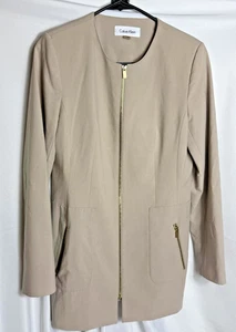 Calvin Klein Women's Beige Long Sleeve Blazer Jacket Size 6 - Picture 1 of 8