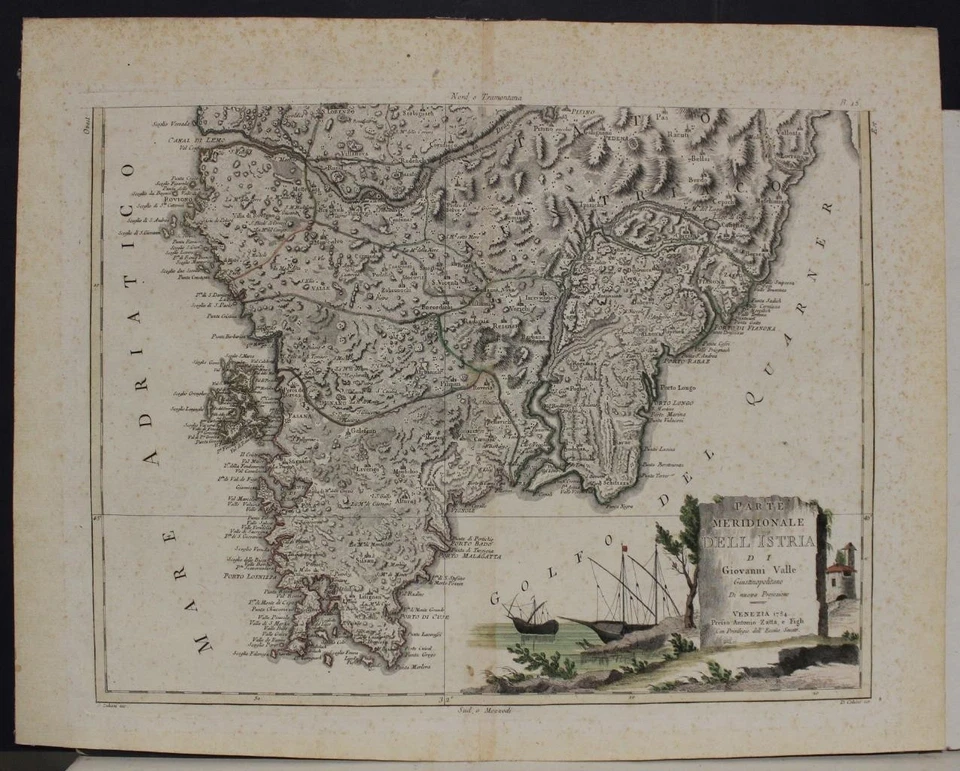 SOUTHERN ISTRIA CROATIA 1784 ANTONIO ZATTA UNUSUAL ANTIQUE COPPER ENGRAVED MAP - Image 1 of 1