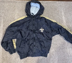 NFL New Orleans Saints Jacke Jungen Größe 10-12 schwarz & gold Reißverschluss Mantel - Bild 1 von 8