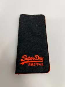Superdry Glasses Soft Case Charcoal Grey Orange Sunglasses Spectacles Protector - Picture 1 of 3