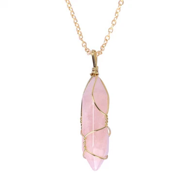 Bullet Shape Pendant Hexagonal Moon Chakra Crystal Quartz Pendants Necklace US - Image 1 of 4