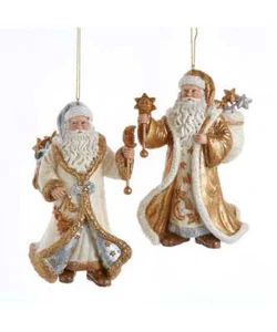 Set of 2 Celestial Santa Ornaments E1039 w - Picture 1 of 1