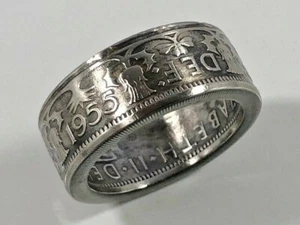 Handmade Britain Two Shilling Coin Ring – Vintage English Scotland Currency Ring - Bild 1 von 11