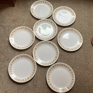 Set Of 8 - Corelle Butterfly Gold Dinner Plates 10 1/2 In Good Preowned Conditio - Picture 1 of 5