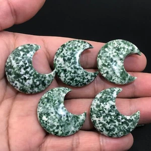 5 piezas Natural Qinghai Jade Cuarzo Luna Cristal Calavera Reiki Gemas Curativas - Imagen 1 de 8
