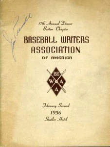 Tom Yawkey Joe Cronin BAS Beckett Signed By 14 1956 Baseball Writers Program - Picture 1 of 5