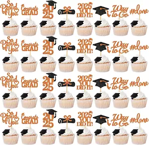 40Pcs Graduation Cupcake Toppers 2025 Graduation Decorations Class of 2025 Cupca - Picture 1 of 12