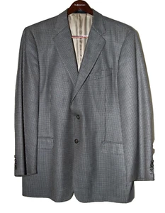 Joseph Abboud Houndstooth Black White Silk Wool 2 Button Sport Coat Size 44L USA - Picture 1 of 12
