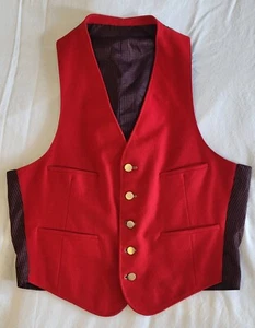 Womens Vest Size Small Red Wool Sleeveless Button Closure Pockets Vintage - Bild 1 von 18