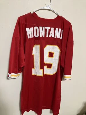 Camiseta deportiva roja campeona vintage 100 % nailon de fútbol Montana # 12 auténtica talla 48 Foto 1 de 4