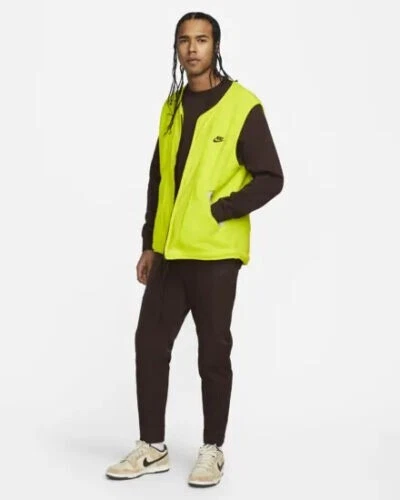 Nike Sportswear Essentials Sherpa Fleece Gilet Vest Yellow Men Size M DD5025-345