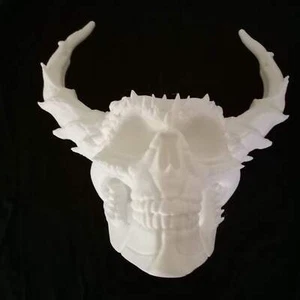 3D Printed Skull Shape Planter with Horns - Picture 1 of 10
