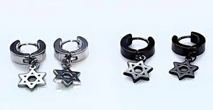 Edelstahl Creolen Ohrringe Davidstern - Bild 1 von 5