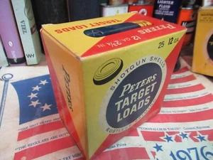 PETERS SHOTGUN SHELL BOX TARGET LOADS PAPER HUL EMPTY 12 GAUGE REMINGTON VINTAGE - Picture 1 of 8