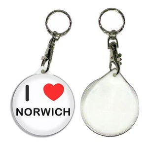 Norwich I Love Herz Schlüsselanhänger rund Knopf Anstecker (55 mm) - Bild 1 von 2