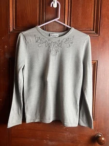 Pendleton 100 % Merinowolle Pullover Perlenstrick Rundhalsausschnitt Langarm Größe Petite - Bild 1 von 6