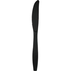 Black Heavy Duty Plastic Knives 24 Per Pack Black Tableware Decorations Supplies - Picture 1 of 1