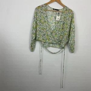 Blusa donna Zara stampa floreale trasparente avvolgente taglia S - Foto 1 di 7