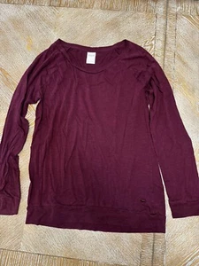 Pink Victoria’s Secret scoop neck long sleeve Burgundy Med armpit to armpit 21” - Picture 1 of 6