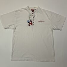 Vintage Disney Wolrd Shirt Adult Large White Henley Style Mickey Inc. Wizard Men