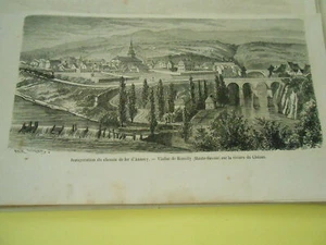 Gravure 1866 - Inauguration du chemin de fer d'Annecy Viaduc de Rumilly - Picture 1 of 1