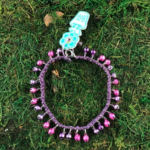 HOTI Hemp Handmade Purple Pastel Bells Anklet Bell Ankle Bracelet Handcrafted - Picture 1 of 3