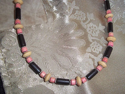 Hand Crafted 16 1/2 inch Unisex Wood Bead NECKLACE with MAGNETIC Clasp C-30 - Image 1 of 3
