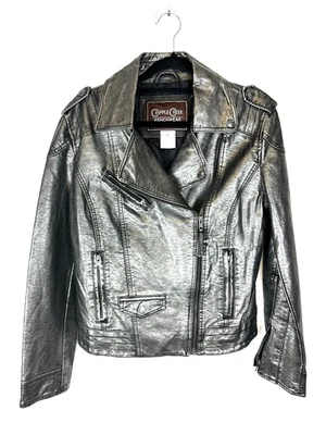 CRIPPLE CREEK RANCHWEAR Women's S Black Metallic Asymmetrical Zip Up Moto Jacket - Image 1 of 4