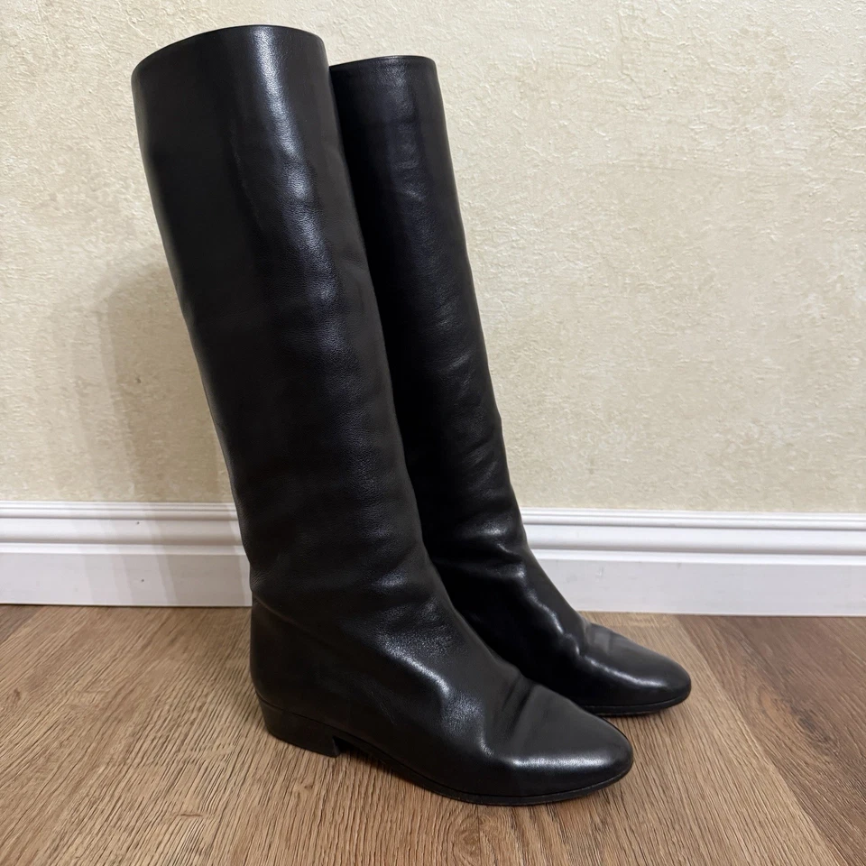 Bottega Veneta Black Nappa Leather Pull On Riding Boots Size 6.5 B Italy - Image 1 of 4