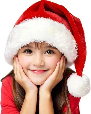 Sombreros de Navidad, Sombrero de Papá Noel para Niños/Bebé Unisex Cálido Confort Rojo Terciopelo Vacaciones X Foto 1 de 4