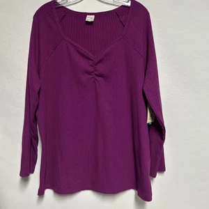 Terra Sky Top Damen 1x 16-18W Langarm gerippt Stretch Shirt Freizeit lila - Bild 1 von 10