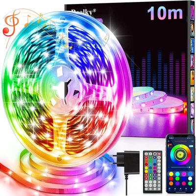 Striscia LED, 10 Metri Multicolor Luci Camera Da Letto, Bluetooth APP Controllat - Immagine 1 di 4
