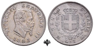 REGNO D'ITALIA 1 lira 1863 Milano ARGENTO Vittorio Emanuele II - Foto 1 di 4