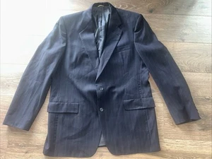 Hart Schaffer Marx Gold Trumpeter Navy Blue Pinstriped 2 Button Jacket 42L - Bild 1 von 7