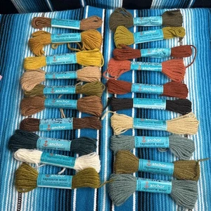 VTG Assorted Lot Of 20 (100% Wool Tapestry Yarn Skeins Anchor+) (7 partials) - Picture 1 of 24