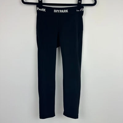 Ivy Park Womens Spell Out 3/4 Sculpted Activewear Low Rise Black Leggings XS  - Image 1 of 4