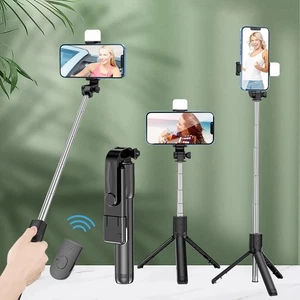 Bluetooth Selfie Tripod Telescopic Stick Remote Monopod Extendable Phone Holder - Picture 1 of 9