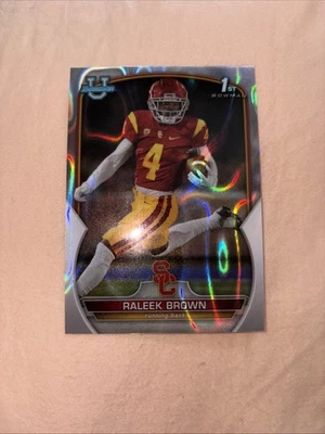 2022 BOWMAN CHROME U RALEEK BROWN 1ST /100 LAVA REFRACTOR #83 USC 42/100 - Image 1 of 2