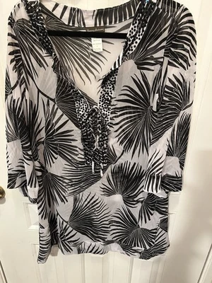 Tommy Bahama Swim Cover Up Size M Sheer Tropical Leaves Sheer Beaded - Image 1 of 4