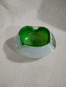 Vintage Murano Venetian Art Glass Ashtray Pipe Holder White&Green - Picture 1 of 10