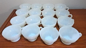 FIRE KING USA Set of 16 Swirl Milk Glass Demitasse Cups Espresso Cafe Bar A. H. - Picture 1 of 5