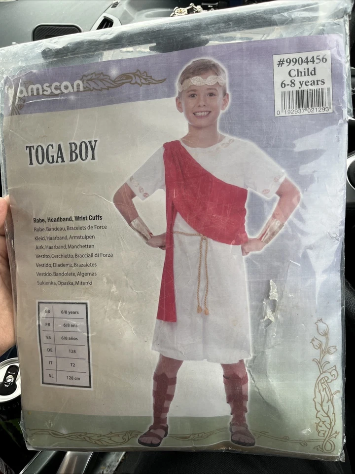 Nuevo en Paquete Toga Niño Verde Romano Niños Niño Disfraz Guerrero Medieval Libro Semana Conjunto 6-8 Foto 1 de 1