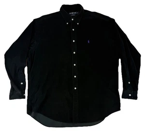 Polo Ralph Lauren Shirt Mens XL Black Blake Corduroy Button Down Purple Pony - Picture 1 of 10