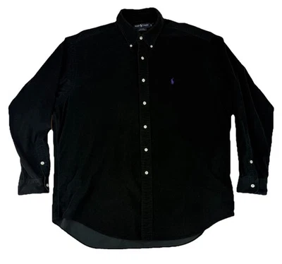 Polo Ralph Lauren Shirt Mens XL Black Blake Corduroy Button Down Purple Pony - Image 1 of 4