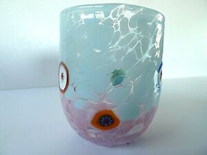MODERN UNUSUAL STUDIO GLASS VASE--ABSTRACT CLOUD PATTERN--10cm TALL--SIGNED
