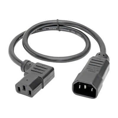 Tripp Lite P004-002-13LA Left-Angle C13 to C14 Power Cord 18 AWG - Image 1 of 3
